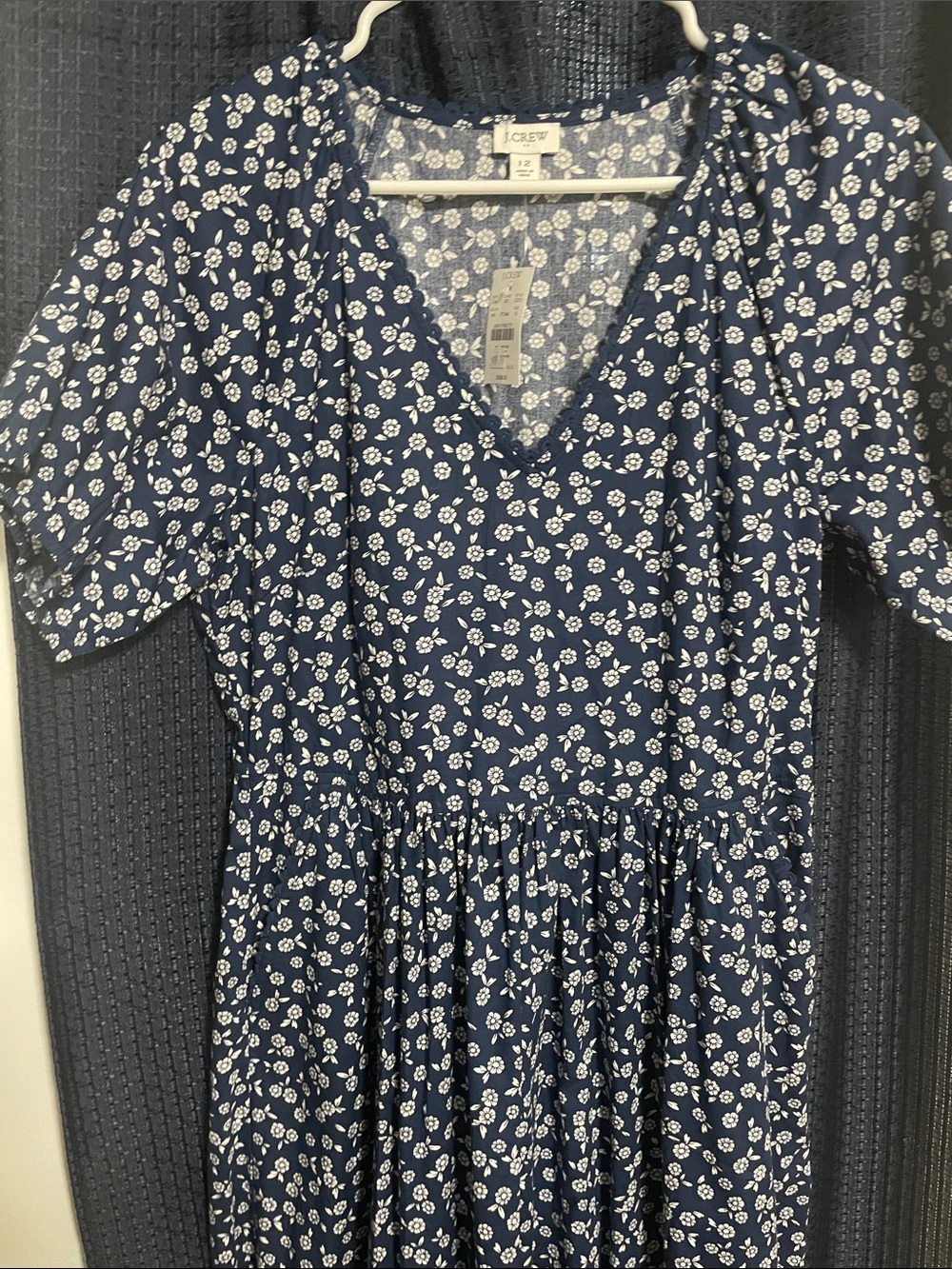 J. Crew Navy Floral V-Neck Casual Dress